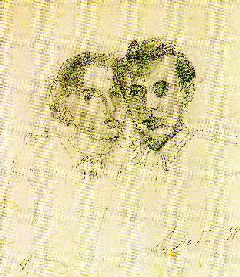 Двойной портрет (с Леони). 1937 г. Бумага, карандаш. 22х19. Хранится у наследницы.