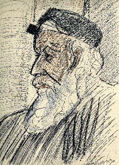 Портрет старика с белой бородой. Воспоминания о Витебске. Бумага, цветной карандаш, 32х24. Хранится у наследницы.