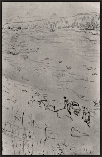 Карандашный рисунок Ильи Репина "Бурлаки на Двине", 1899 г.