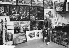 Художник Григорий Львович Эйдинов в своей мастерской. Фото Г.Р. САГИЕВА.