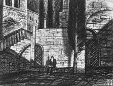 Полдень в Иерусалиме. Из серии «Израильские зарисовки». Бумага, уголь. 41 х 54, 2012 г.