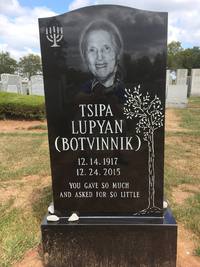 Памятник Циле Ботвинник-Лупьян в Нью-Джерси (США).